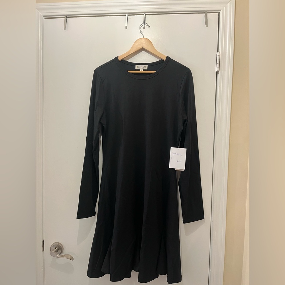 Nation LTD Black A-Line Long Sleeve Dress